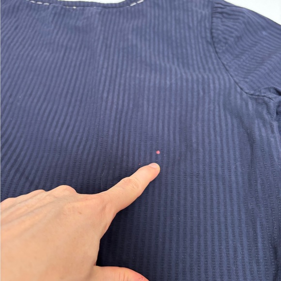 Anthropologie Moulinette Soeurs navy blue size 6 seersucker eyelet bohemian boxy - Picture 16 of 16